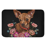 Embroidery Chihuahua And Flower Print Indoor Door Mat