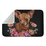 Embroidery Chihuahua And Flower Print Indoor Door Mat