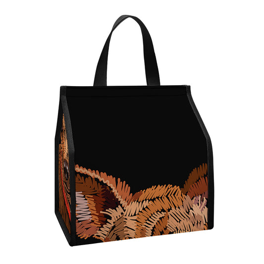Embroidery Chihuahua And Flower Print Insulated Lunch Tote