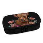 Embroidery Chihuahua And Flower Print Insulin Cooler Travel Case