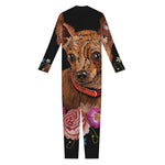 Embroidery Chihuahua And Flower Print Jumpsuit