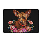 Embroidery Chihuahua And Flower Print Kitchen Mat