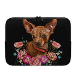 Embroidery Chihuahua And Flower Print Laptop Sleeve