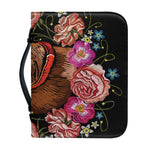 Embroidery Chihuahua And Flower Print Leather Bible Cover