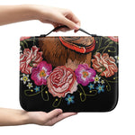 Embroidery Chihuahua And Flower Print Leather Bible Cover