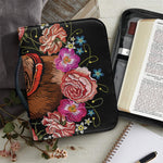 Embroidery Chihuahua And Flower Print Leather Bible Cover