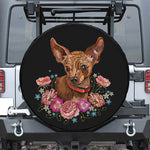 Embroidery Chihuahua And Flower Print Leather Spare Tire Cover