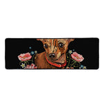 Embroidery Chihuahua And Flower Print Long Kitchen Mat
