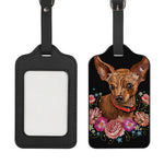 Embroidery Chihuahua And Flower Print Luggage Tag