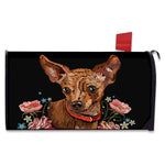 Embroidery Chihuahua And Flower Print Mailbox Cover