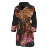 Embroidery Chihuahua And Flower Print Men's Bathrobe