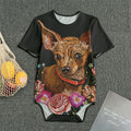 Embroidery Chihuahua And Flower Print Men's Bodysuit