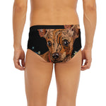 Embroidery Chihuahua And Flower Print Men's Briefs