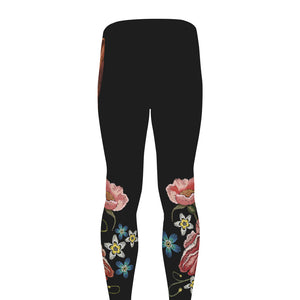 Embroidery Chihuahua And Flower Print Men's leggings