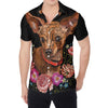 Embroidery Chihuahua And Flower Print Men's Shirt