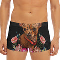 Embroidery Chihuahua And Flower Print Men's Short Boxer Briefs