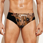 Embroidery Chihuahua And Flower Print Men's Swim Briefs