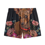 Embroidery Chihuahua And Flower Print Mesh Shorts