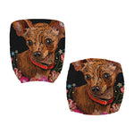 Embroidery Chihuahua And Flower Print Office Chair Cover