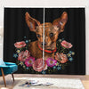 Embroidery Chihuahua And Flower Print Pencil Pleat Curtains