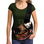 Embroidery Chihuahua And Flower Print Pet Sling Carrier