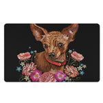 Embroidery Chihuahua And Flower Print Polyester Doormat