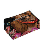 Embroidery Chihuahua And Flower Print Rectangle Tissue Box Cover