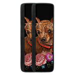 Embroidery Chihuahua And Flower Print Refrigerator Handle Covers