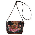 Embroidery Chihuahua And Flower Print Saddle Bag