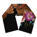 Embroidery Chihuahua And Flower Print Scarf