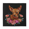 Embroidery Chihuahua And Flower Print Silk Bandana