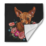 Embroidery Chihuahua And Flower Print Silk Bandana