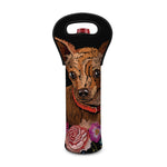 Embroidery Chihuahua And Flower Print Single Neoprene Wine Tote