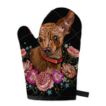 Embroidery Chihuahua And Flower Print Single Oven Mitt