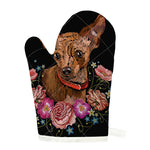 Embroidery Chihuahua And Flower Print Single Oven Mitt