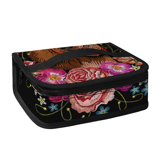 Embroidery Chihuahua And Flower Print Small Lunch Bag