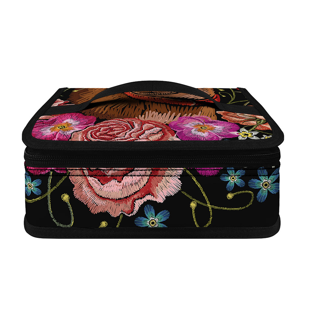 Embroidery Chihuahua And Flower Print Small Lunch Bag