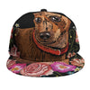 Embroidery Chihuahua And Flower Print Snapback Cap