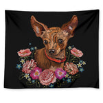 Embroidery Chihuahua And Flower Print Tapestry