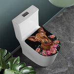 Embroidery Chihuahua And Flower Print Toilet Lid Cover