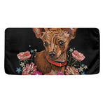 Embroidery Chihuahua And Flower Print Towel