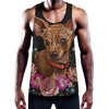 Embroidery Chihuahua And Flower Print Training Tank Top