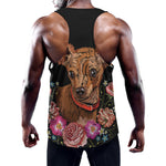 Embroidery Chihuahua And Flower Print Training Tank Top