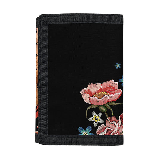 Embroidery Chihuahua And Flower Print Trifold Wallet