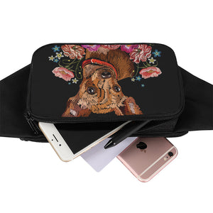 Embroidery Chihuahua And Flower Print Waist Bag