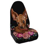 Embroidery Chihuahua And Flower Print Waterproof Car Seat Cover