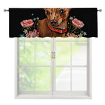 Embroidery Chihuahua And Flower Print Window Valance