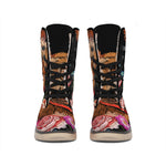 Embroidery Chihuahua And Flower Print Winter Boots