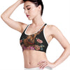 Embroidery Chihuahua And Flower Print Women's Sports Bra