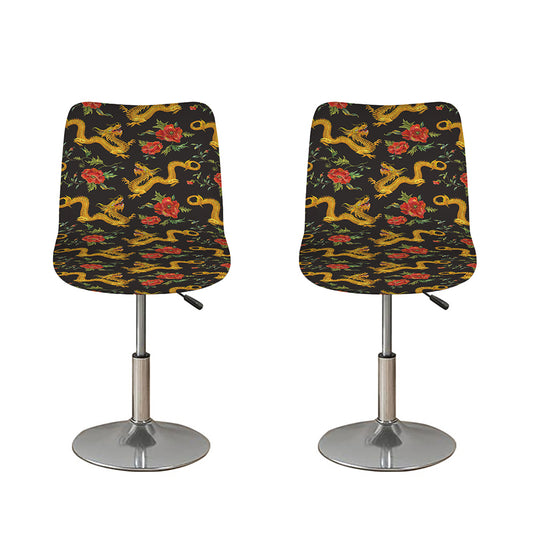 Embroidery Chinese Dragon Pattern Print Bar Stool Covers